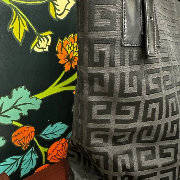 Givenchy Black Jacquard Logo Zip-Top Tote | Leather Trim | Gold Hardware - Picture 8 of 15